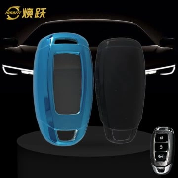 HYA1T1-White Transparent Button-Blue Plating- Car Key Cover For Hyundai
