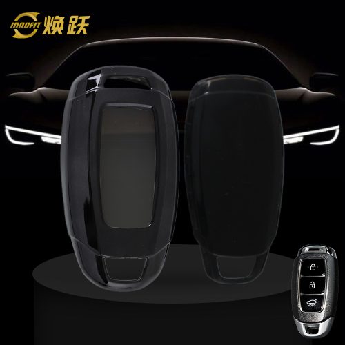 HYA1T1-White Transparent Button-Black Plating- Car Key Cover For Hyundai