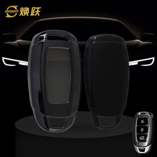 HYA1T1-White Transparent Button-Black Plating- Car Key Cover For Hyundai