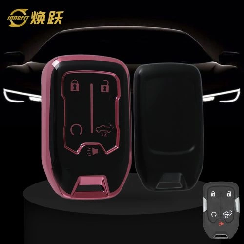 CEB1T1-Black Glue Style-Pink Plating- Car Key Cover For Chevrolet