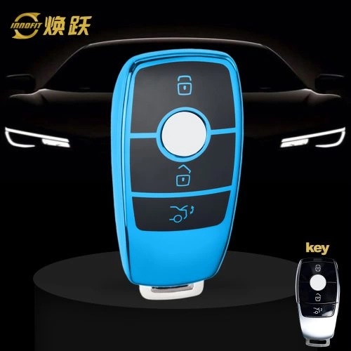 MEB1T1-Black Glue Style-Blue Plating- Car Key Cover For Mercedes-Benz