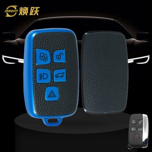 LAA1T1-Black Leather Blue- Car Key Cover For Landrover