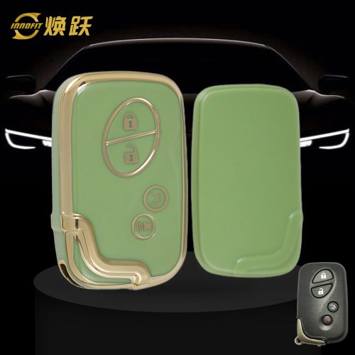 LEC2T1-Green-Gold Plating- Car Key Cover For Lexus