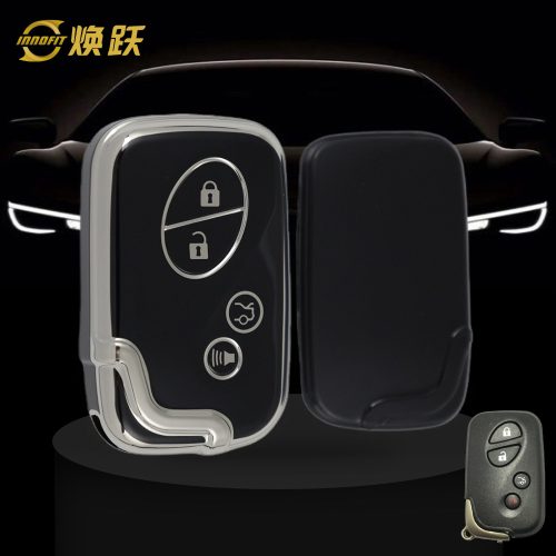 LEC2T1-Black-Silver Plating- Car Key Cover For Lexus