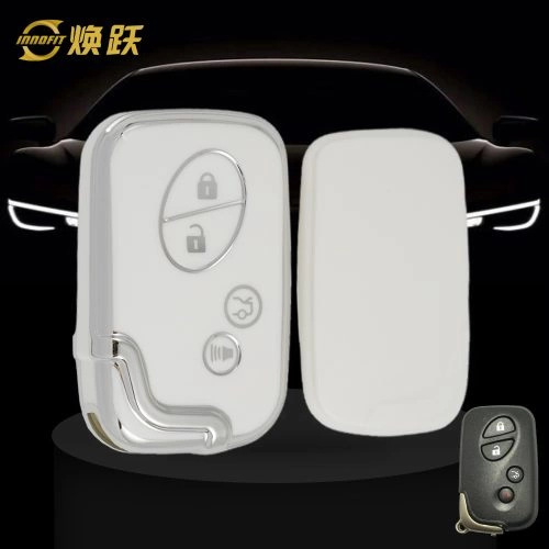 LEC2T1-White-Silver Plating- Car Key Cover For Lexus