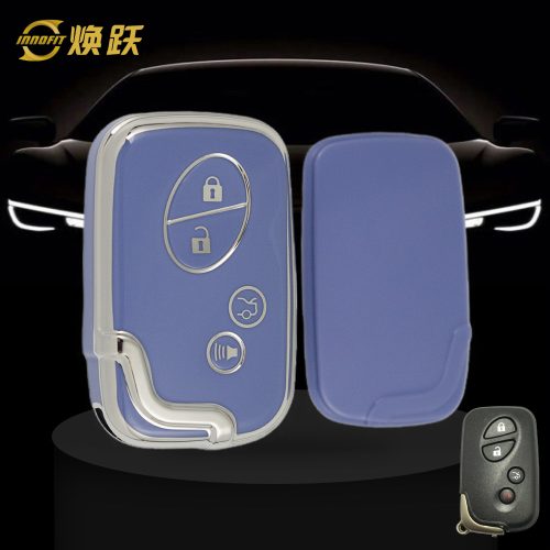 LEC2T1-Light Blue-Silver Plating- Car Key Cover For Lexus