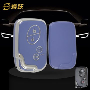 LEC7T1-Light Blue-Silver Plating- Car Key Cover For Lexus