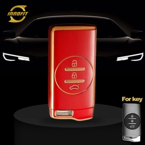 CRD1T1-Red-Gold Plating- Car Key Cover For Chery