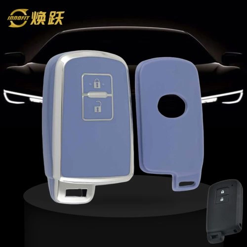 TOD2T1-Light Blue-Silver Plating- Car Key Cover For Toyota