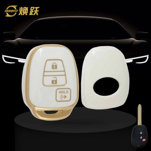 TOP1T1-White-Gold Plating- Car Key Cover For Toyota