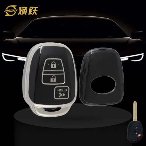 TOP1T1-Black-Silver Plating- Car Key Cover For Toyota