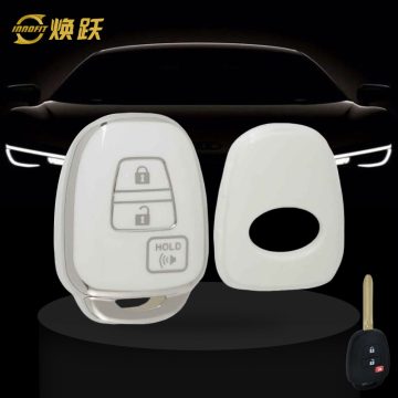 TOP1T1-White-Silver Plating- Car Key Cover For Toyota