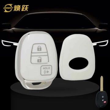 TOP1T1-White-Silver Plating- Car Key Cover For Toyota