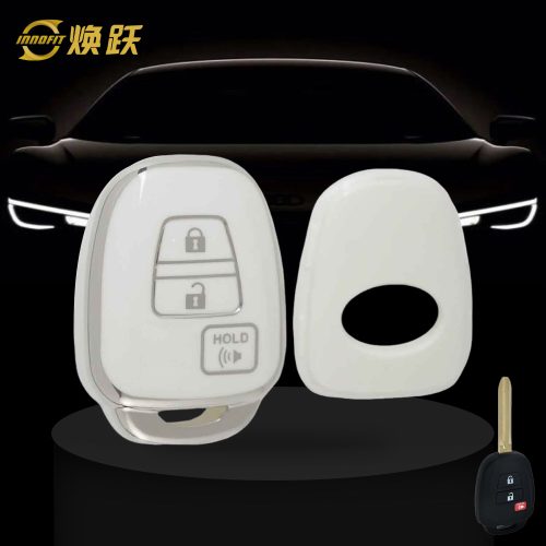 TOP1T1-White-Silver Plating- Car Key Cover For Toyota
