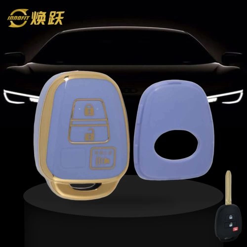 TOP1T1-Light Blue-Gold Plating- Car Key Cover For Toyota