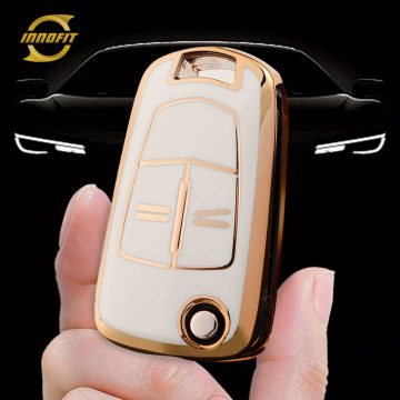 OLA1T1-White-Gold Plating- Car Key Cover For Opel