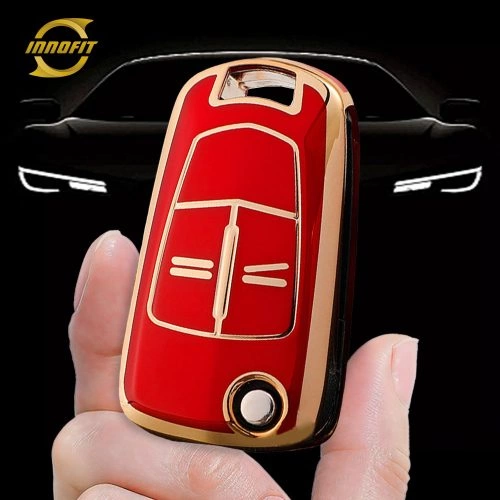 OLA1T1-Red-Gold Plating- Car Key Cover For Opel