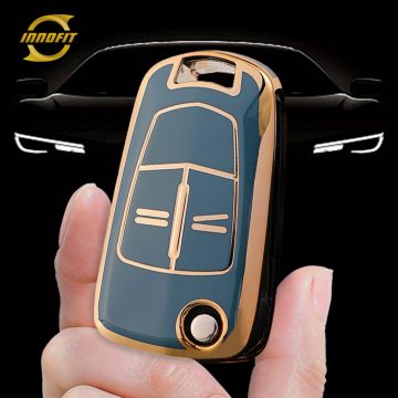 OLA1T1-Granny Grey-Gold Plating- Car Key Cover For Opel