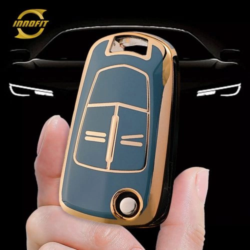 OLA1T1-Granny Grey-Gold Plating- Car Key Cover For Opel