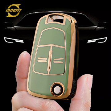 OLA1T1-Green-Gold Plating- Car Key Cover For Opel