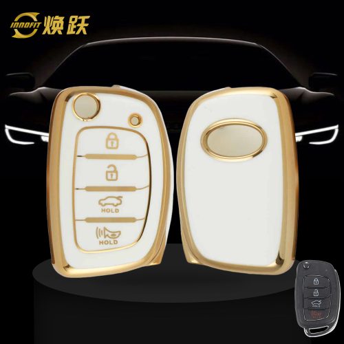 HYF3T1-White-Gold Plating- Car Key Cover For Hyundai