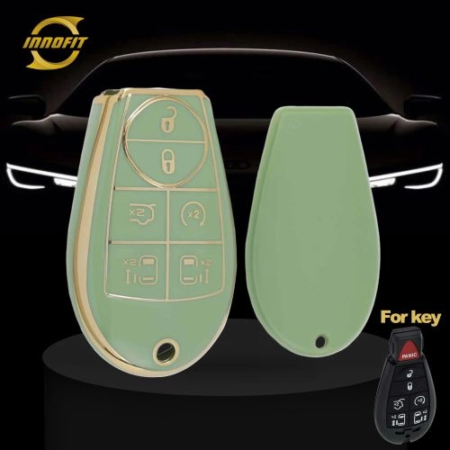 JEC4T1-Green-Gold Plating- Car Key Cover For Jeep Dodge Chrysler