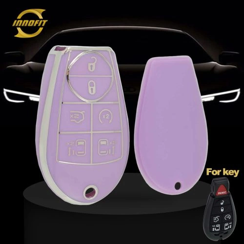 JEC4T1-Purple-Silver Plating- Car Key Cover For Jeep Dodge Chrysler