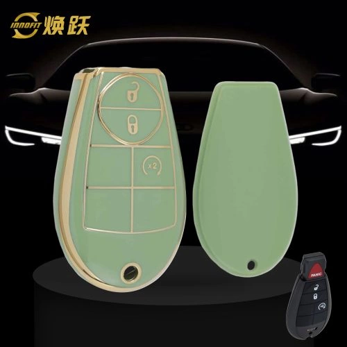 JEC3T1-Green-Gold Plating- Car Key Cover For Jeep Dodge Chrysler