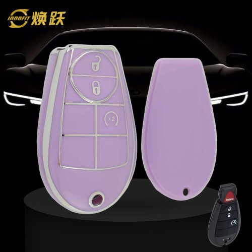 JEC3T1-Purple-Silver Plating- Car Key Cover For Jeep Dodge Chrysler