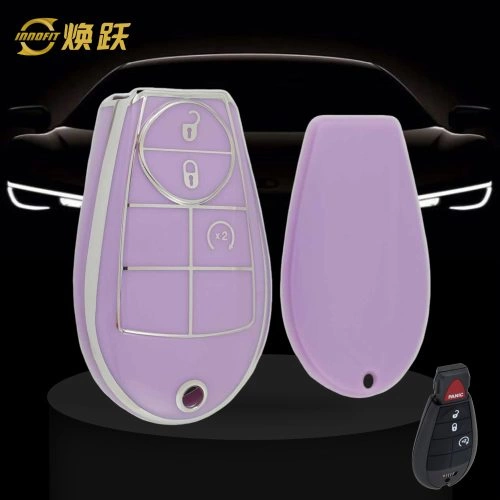 JEC3T1- 보라색-은도금- 지프 닷지 크라이슬러 용 자동차 키 커버