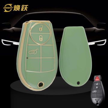 JEC1T1-Green-Gold Plating- Car Key Cover For Jeep Dodge Chrysler