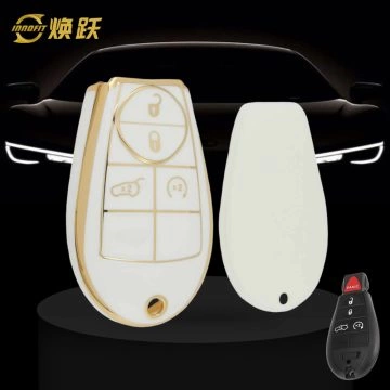 JEC9T1-White-Gold Plating- Car Key Cover For Jeep Dodge Chrysler