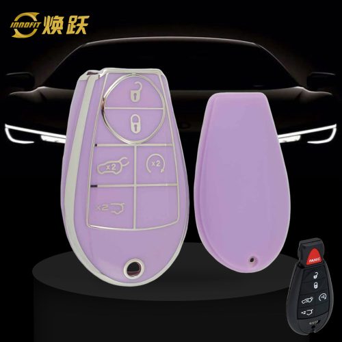 JEC8T1-Purple-Silver Plating- Car Key Cover For Jeep Dodge Chrysler