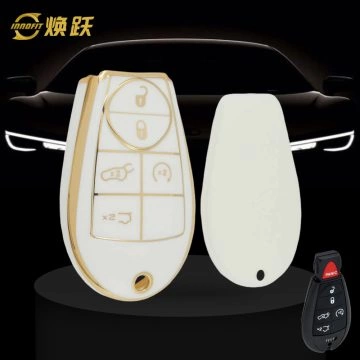 JEC8T1-White-Gold Plating- Car Key Cover For Jeep Dodge Chrysler