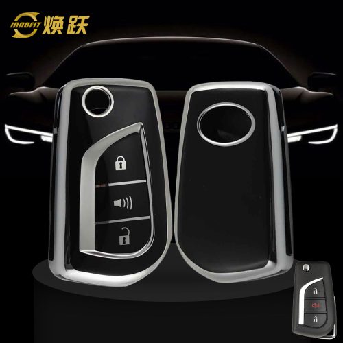 TOA4T1-Black-Silver Plating- Car Key Cover For Toyota