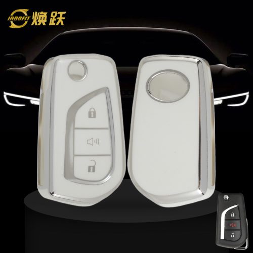 TOA4T1-White-Silver Plating- Car Key Cover For Toyota