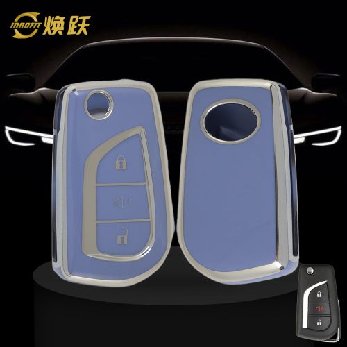 TOA4T1-Light Blue-Silver Plating- Car Key Cover For Toyota
