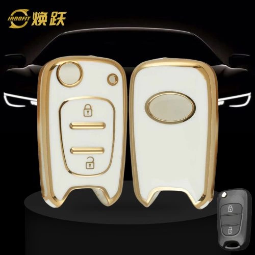 HYG1T1-White-Gold Plating- Car Key Cover For Hyundai Kia
