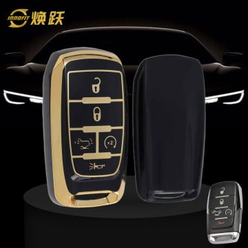 JEE6T1-Black-Gold Plating- Car Key Cover For Jeep Dodge