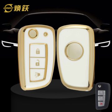 NIC3T1-White-Gold Plating- Car Key Cover For Nissan