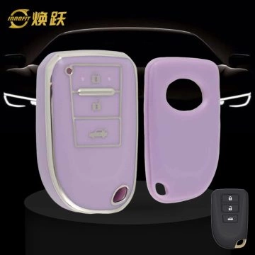 TOI1T1-Purple-Silver Plating- Car Key Cover For Toyota