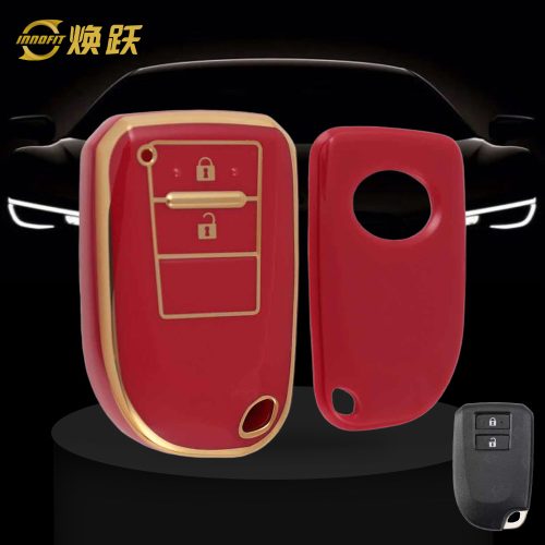 TOI2T1-Red-Gold Plating- Car Key Cover For Toyota