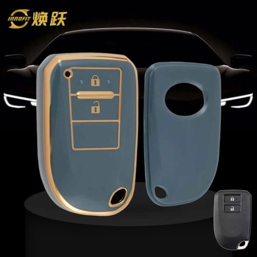 TOI2T1-Granny Grey-Gold Plating- Car Key Cover For Toyota