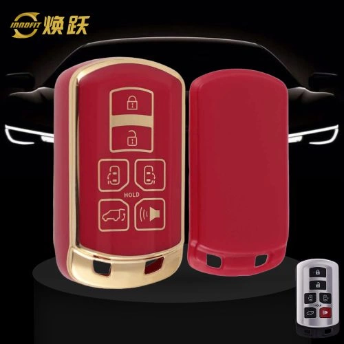 TOL1T1-Red-Gold Plating- Car Key Cover For Toyota