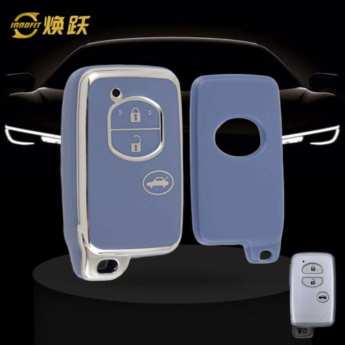 TOG1T1-Light Blue-Silver Plating- Car Key Cover For Toyota Crown