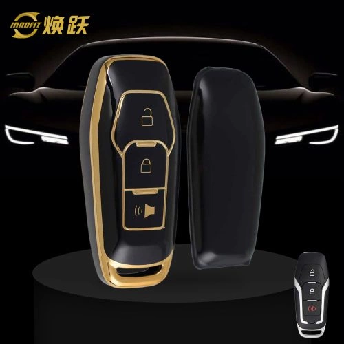 FOU1T1-Black-Gold Plating- Car Key Cover For Ford