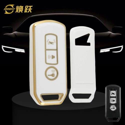 HOQ1T1-White-Gold Plating- Car Key Cover For Honda