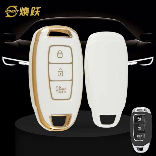 HYA2T1-White-Gold Plating- Car Key Cover For Hyundai