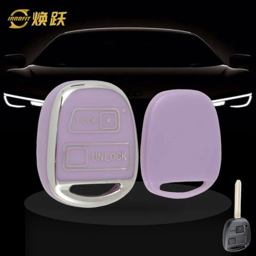 TON2T1-Purple-Silver Plating- Car Key Cover For Toyota