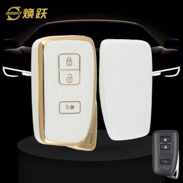 LEA5T1-White-Gold Plating- Car Key Cover For Lexus